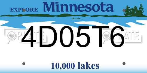 4D05T6 Minnesota License Plate