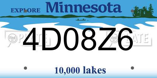 4D08Z6 Minnesota License Plate