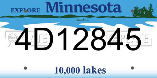 4D12845 Minnesota License Plate