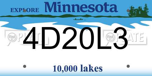 4D20L3 Minnesota License Plate
