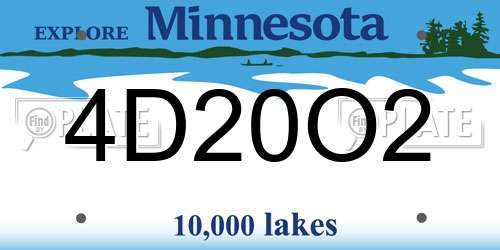 4D20O2 Minnesota License Plate