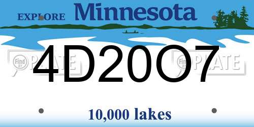 4D20O7 Minnesota License Plate
