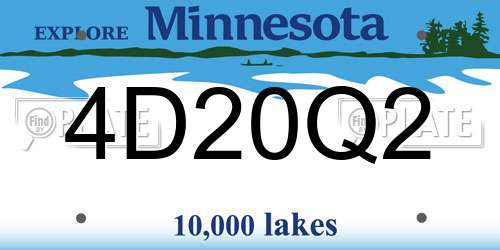4D20Q2 Minnesota License Plate
