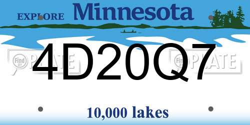 4D20Q7 Minnesota License Plate