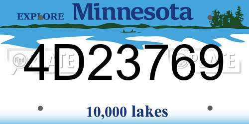 4D23769 Minnesota License Plate