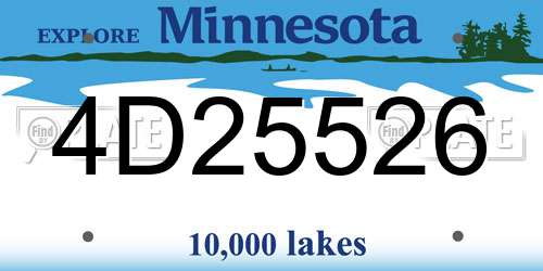4D25526 Minnesota License Plate