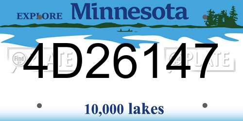 4D26147 Minnesota License Plate