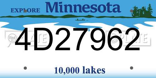 4D27962 Minnesota License Plate