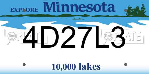4D27L3 Minnesota License Plate