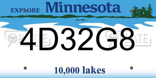 4D32G8 Minnesota License Plate