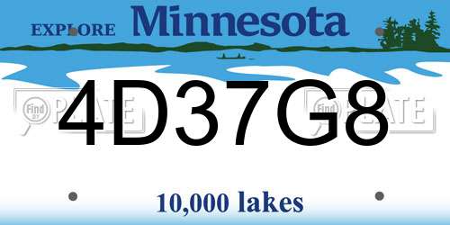 4D37G8 Minnesota License Plate