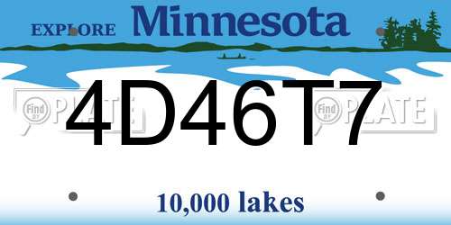 4D46T7 Minnesota License Plate