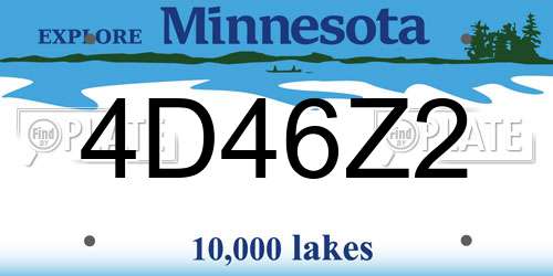 4D46Z2 Minnesota License Plate
