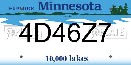 4D46Z7 Minnesota License Plate