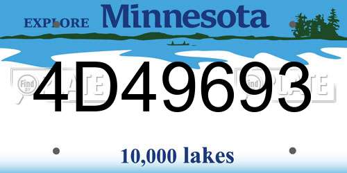 4D49693 Minnesota License Plate
