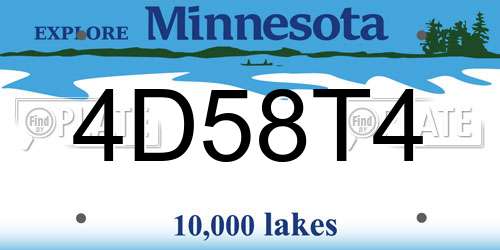 4D58T4 Minnesota License Plate