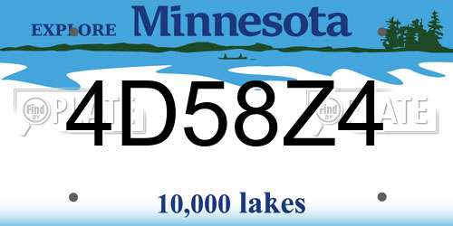 4D58Z4 Minnesota License Plate