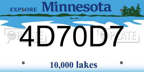 4D70D7 Minnesota License Plate