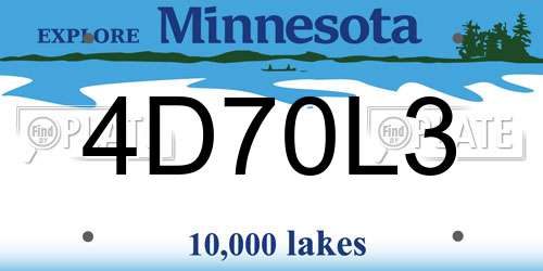 4D70L3 Minnesota License Plate