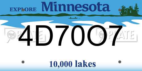 4D70O7 Minnesota License Plate