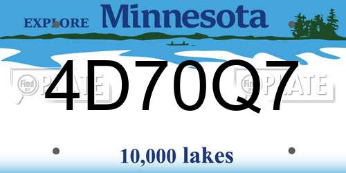 4D70Q7 Minnesota License Plate