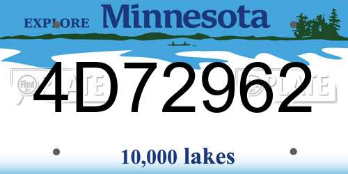 4D72962 Minnesota License Plate