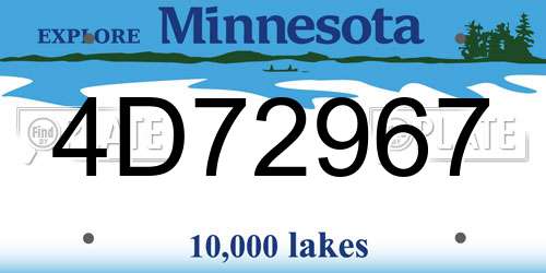 4D72967 Minnesota License Plate