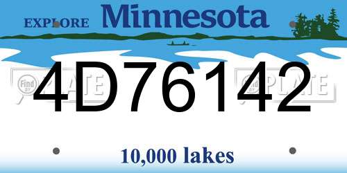 4D76142 Minnesota License Plate