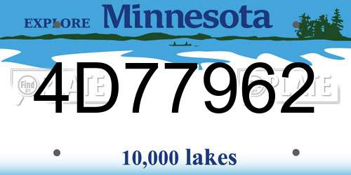 4D77962 Minnesota License Plate