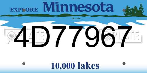 4D77967 Minnesota License Plate