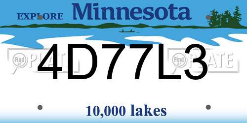 4D77L3 Minnesota License Plate