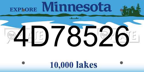 4D78526 Minnesota License Plate