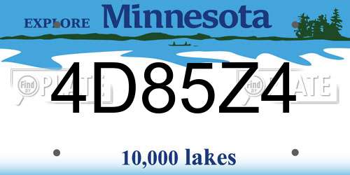 4D85Z4 Minnesota License Plate