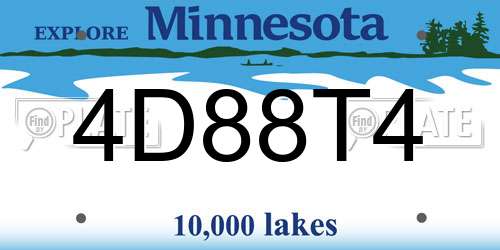4D88T4 Minnesota License Plate