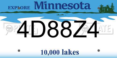 4D88Z4 Minnesota License Plate