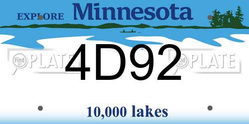 4D92 Minnesota License Plate