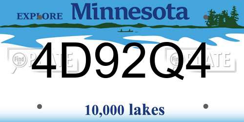 4D92Q4 Minnesota License Plate