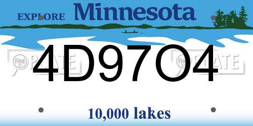 4D97O4 Minnesota License Plate