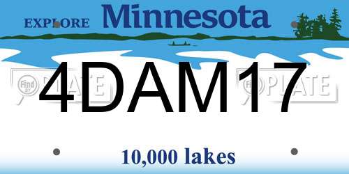 4DAM17 Minnesota License Plate