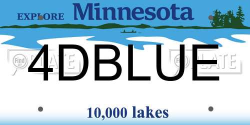 4DBLUE Minnesota License Plate