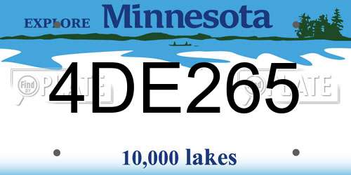 4DE265 Minnesota License Plate
