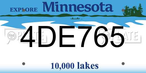 4DE765 Minnesota License Plate