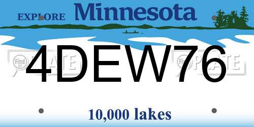 4DEW76 Minnesota License Plate