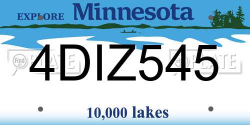 4DIZ545 Minnesota License Plate