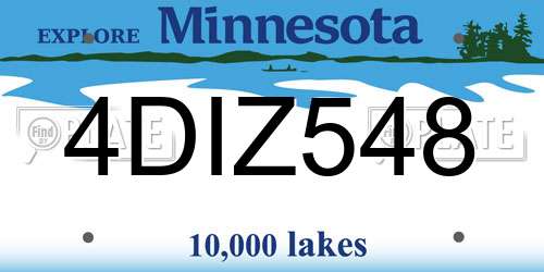 4DIZ548 Minnesota License Plate