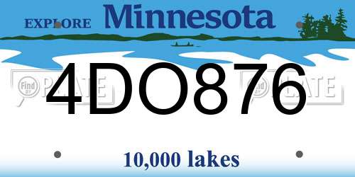 4DO876 Minnesota License Plate