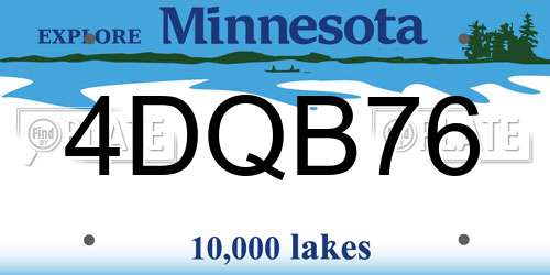 4DQB76 Minnesota License Plate