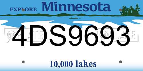 4DS9693 Minnesota License Plate