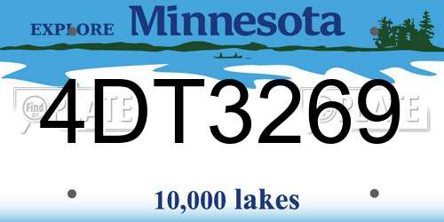 4DT3269 Minnesota License Plate