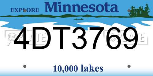 4DT3769 Minnesota License Plate